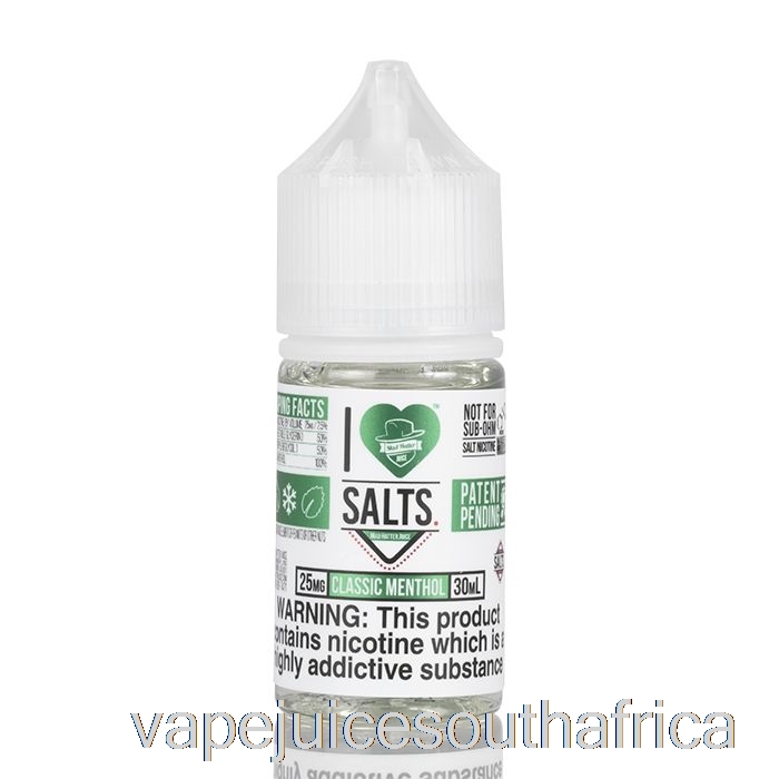 Vape Juice South Africa Classic Menthol - I Love Salts - 30Ml 25Mg